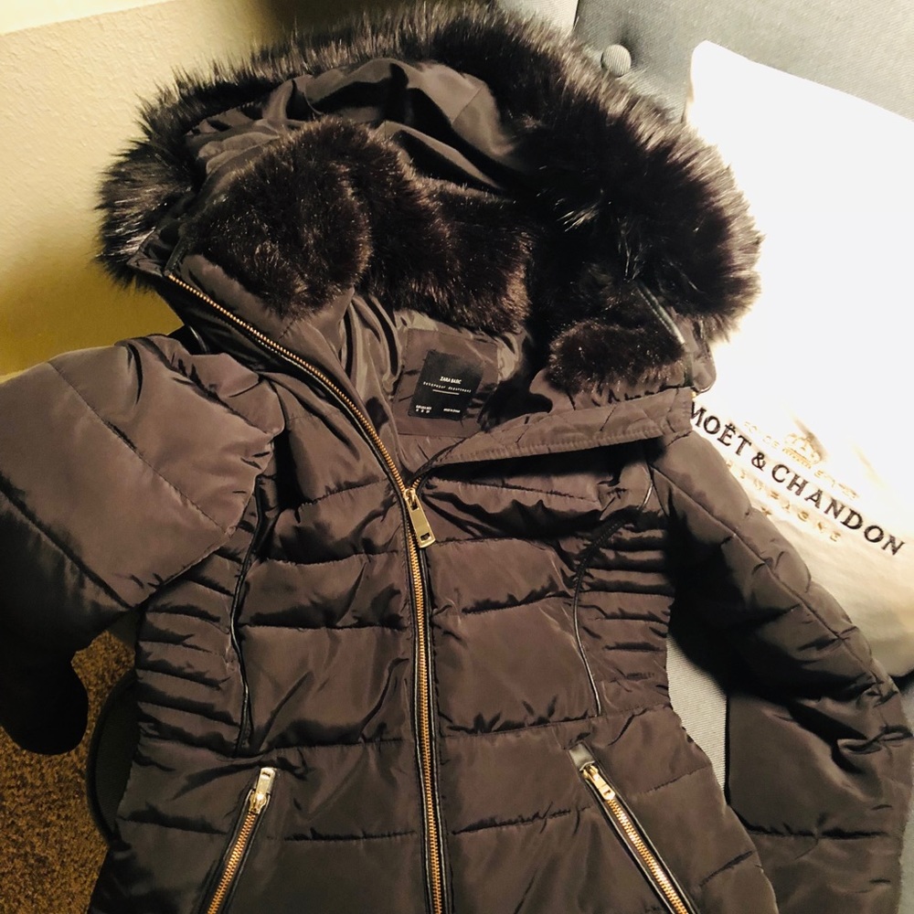 Beautiful Fur lined Black Coat from Zara
